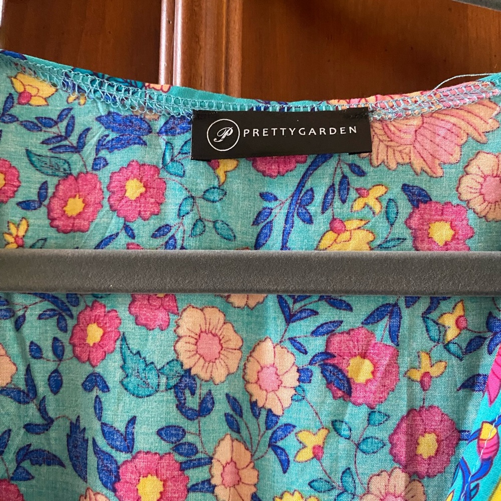 Turquoise Floral Maxi Wrap Dress - Brand: - Picture 3 of 4